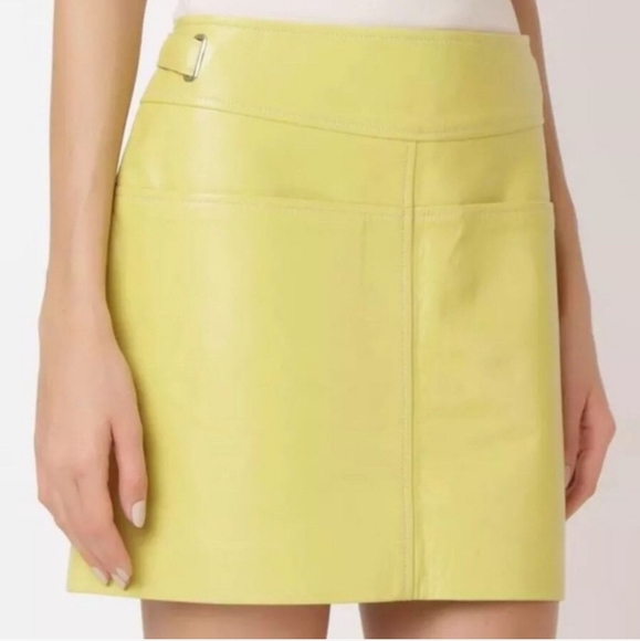 Slime Green Coach Leather Miniskirt - Picture 3 of 4
